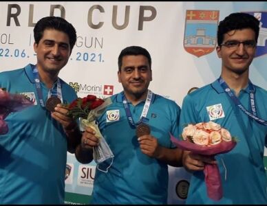 Iran Won Bronze Medal in 10m Air Pistol Team Men At ISSF World Cup Rifle/Pistol/Shotgun In Osijek, Croatia