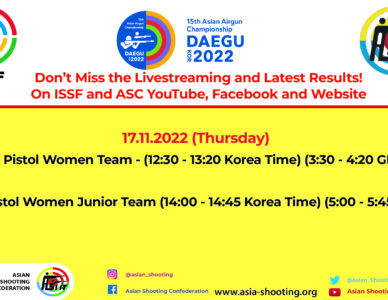 15th Asian Airgun Championship - 17 November 2022 (Thursday) Livestreams