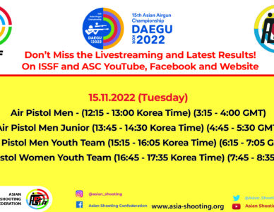 15th Asian Airgun Championship - 15 November 2022 (Tuesday) Livestreams