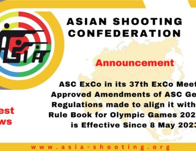 ASC ExCo in its 37th ExCo Meeting Approved Amendments to ASC General Regulations to Reflect Changes in ISSF Rule Book
