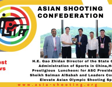 H.E. Gao Zhidan Director of the State General Administration of Sports in China,Hosts Prestigious Luncheon: for ASC President H.E. Sheikh Salman AlSabah and Leaders Convene to Elevate Asian Olympic Shooting Sport.