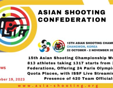 15th Asian Shooting Championship Welcomes 813 athletes taking 1317 starts from 30 Asian Federations, Offering 24 Paris Olympic Games Quota Places, with ISSF Live Streaming in the Presence of 420 Team Officials
