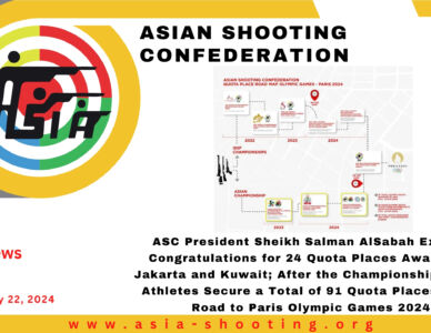 ASC President Sheikh Salman AlSabah Extends Congratulations for 24 Quota Places Awarded in Jakarta and Kuwait; After the Championships, Asian Athletes Secure a Total of 91 Quota Places on the Road to Paris Olympic Games 2024.