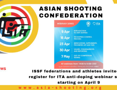 ISSF federations and athletes invited to register for ITA anti-doping webinar series starting on April 9
