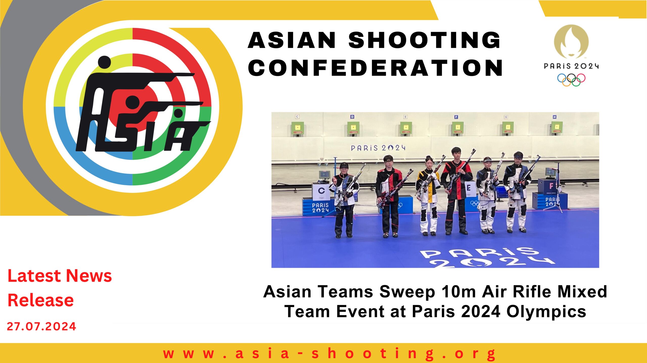 Asian Teams Sweep 10m Air Rifle Mixed Team Event at Paris 2024 Olympics