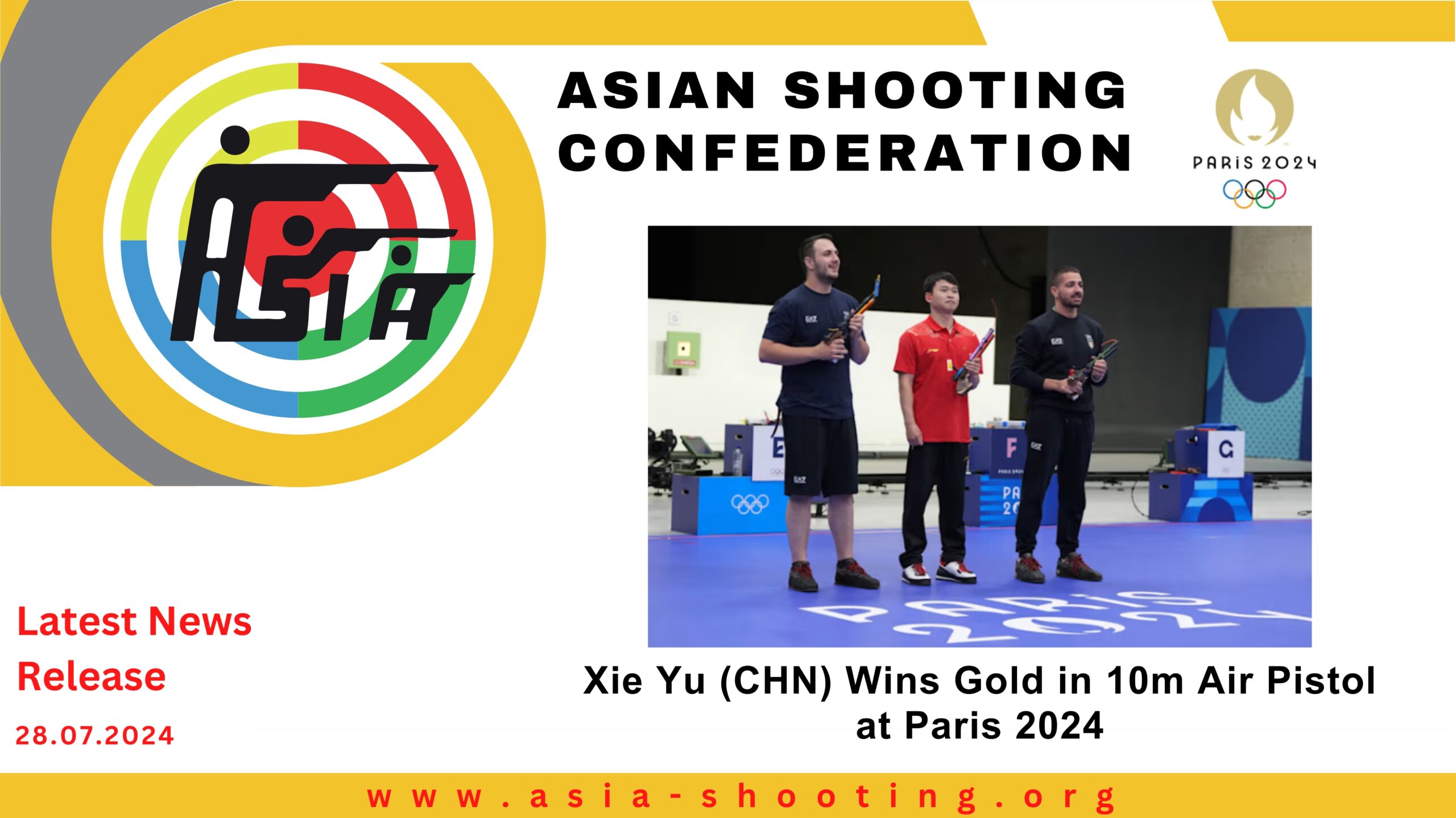 Xie Yu (CHN) Wins Gold in 10m Air Pistol at Paris 2024