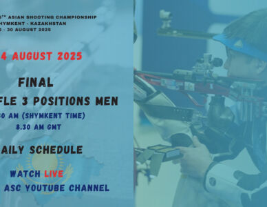 50m Rifle 3 Positions Men Final – Live on YouTube | Daily Schedule, 24 August 2025