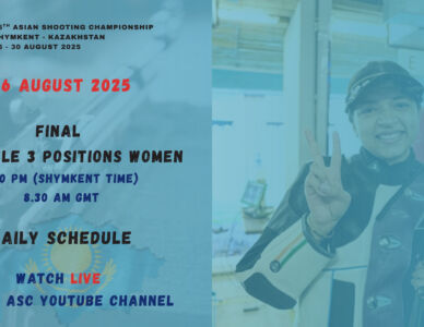 50m Rifle 3 Positions Women Final – Live on YouTube | Daily Schedule, 26 August 2025