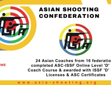 24 Asian Coaches from 16 federations completed ASC-ISSF Online Level 'D' Rifle Coach Course & awarded with ISSF 'D’ Coach Licenses & ASC Certificates