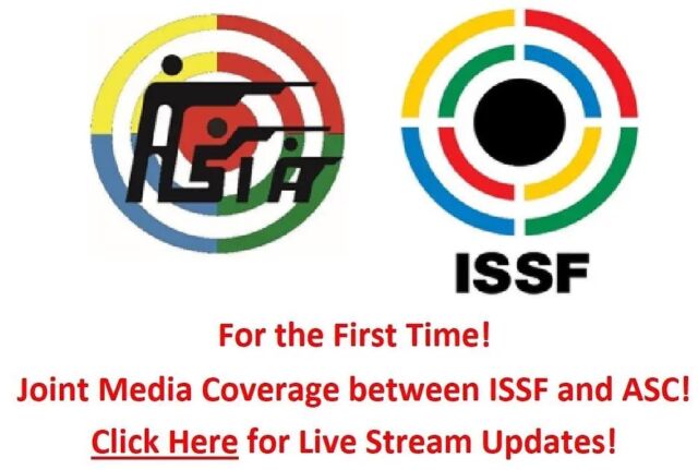 The Asian Shooting Confederation (ASC) and ISSF have jointly cooperated on a media coverage of both the ISSF Grand Prix and 10th Asian Shotgun Championship Almaty, Kazakhstan. This project is unique of its nature since it is the first time both teams cooperates to live stream the events. Please visit regularly visit this page for time schedules and follow us on Twitter to see the live steaming (through YouTube).

https://www.facebook.com/aschq/

All times are Almaty time, GMT + 6:00

SUNDAY 31.07 - 13:00

Final Trap Women (Watch live at 12:52) - 14:30

Final Trap Men (Watch live at 14:22)

MONDAY - 01.08 - 13:00

Final Trap Team Women (Watch live at 12:52) - 14:15

Final Trap Team Men (Watch live at 14:07)

TUESDAY - 02.08 - 14:15

Final Trap Mixed Team (Watch live at 14:07)

FRIDAY - 05.08 - 13:00

Final Skeet Women (Watch live at 12:52) - 14:30

Final Skeet Men (Watch live at 14:22)

SATURDAY - 06.08 - 13:00

Final Skeet Team Women (Watch live at 12:52) - 14:15

Final Skeet Team Men (Watch live at 17:07)

SUNDAY - 07.08 - 14:15

Final Skeet Mixed Team (Watch live at 16:07)