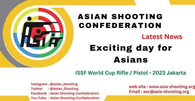 On the fourth day of finals at the International Shooting Sport Federation (ISSF) Rifle / Pistol World Cup in Jakarta, five more medals were achieved by Asians.

It was exciting day for the Asian Air Rifle team men and women.  Kazakhstan Air Rifle team women achieved Gold and Air Rifle team men achieved Silver medal as a result of outstanding performance.

Moreover Singapore achieved their first medal in this competition with a silver in Air Rifle team women. Air rifle team men bronze medal went to Korea and Indonesia as both performed well.

The Asians athletes are among the talent in and made outstanding achievements, wishing all member federations more achievements in the future.